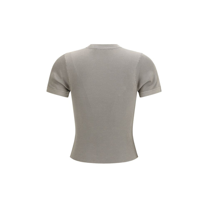 RIER Beige Silk T-Shirt - Elegant Slim Fit for Women