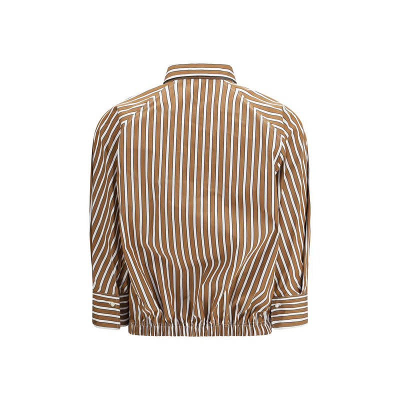 Brunello Cucinelli Brown Cotton Shirt with Balloon Sleeves