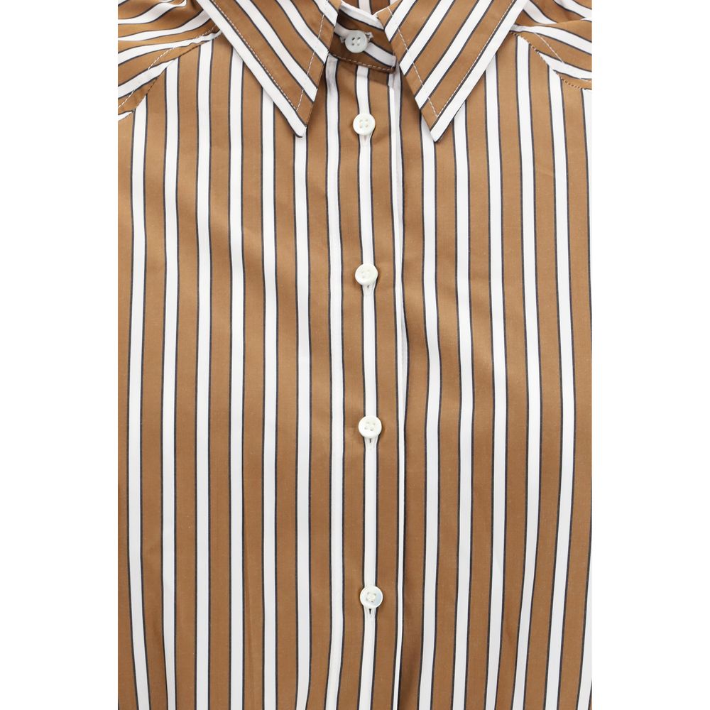 Brunello Cucinelli Brown Cotton Shirt with Balloon Sleeves