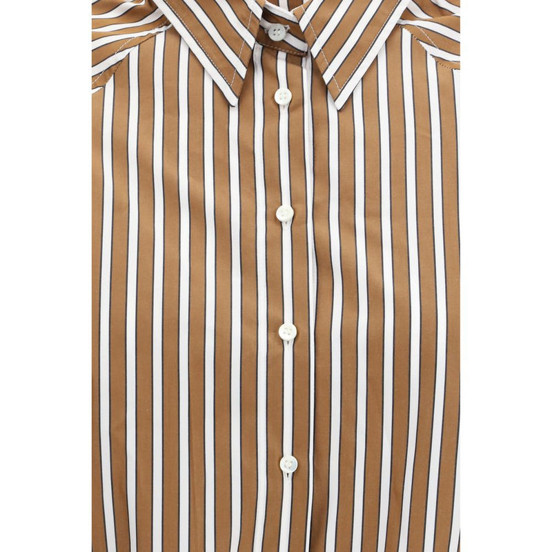 Brunello Cucinelli Brown Cotton Shirt with Balloon Sleeves