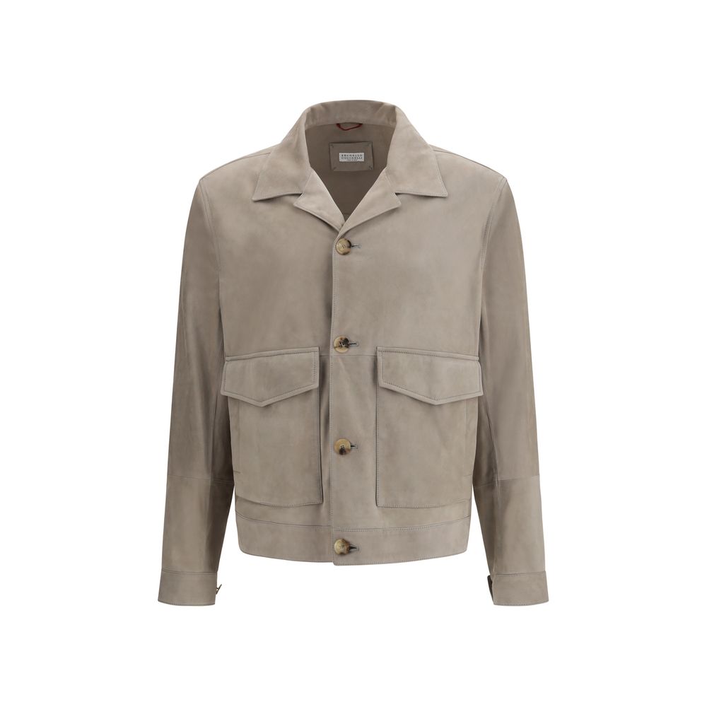 Manteau Brunello Cucinelli en cuir de veau bicolore (Bos taurus)