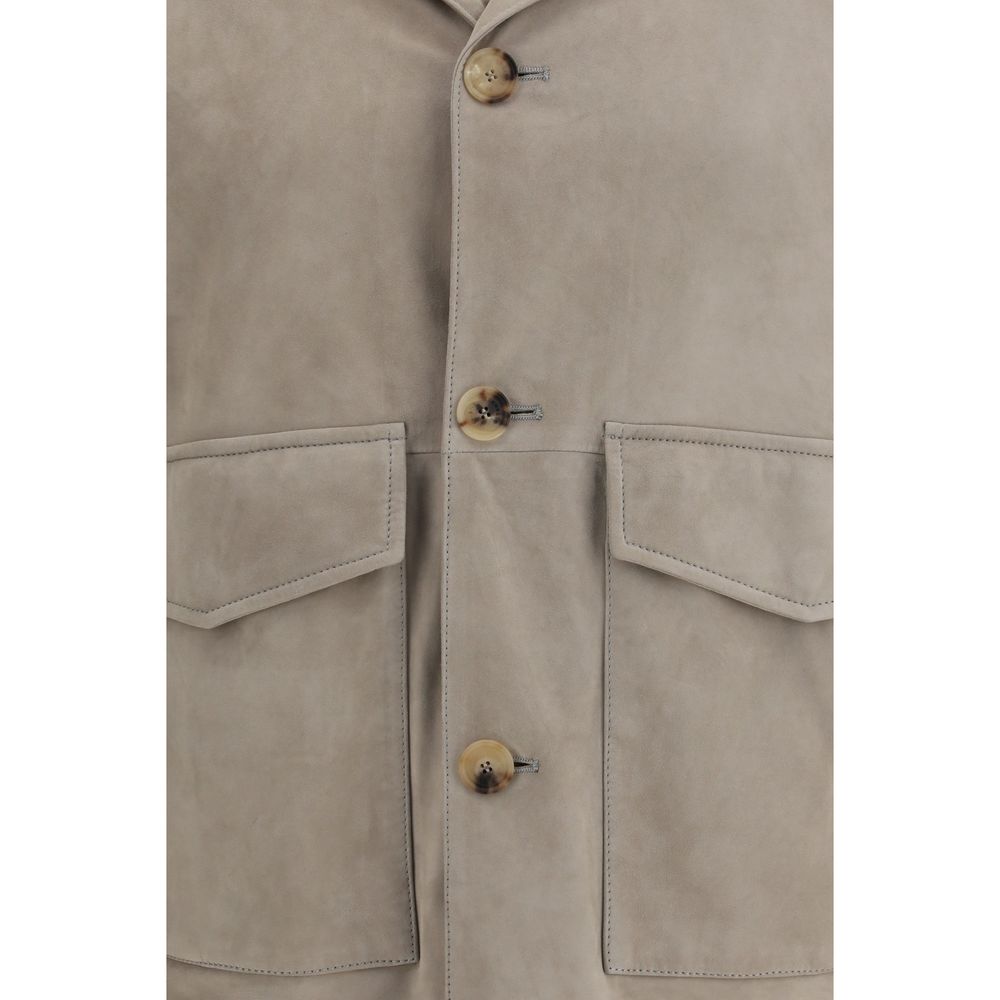 Manteau Brunello Cucinelli en cuir de veau bicolore (Bos taurus)