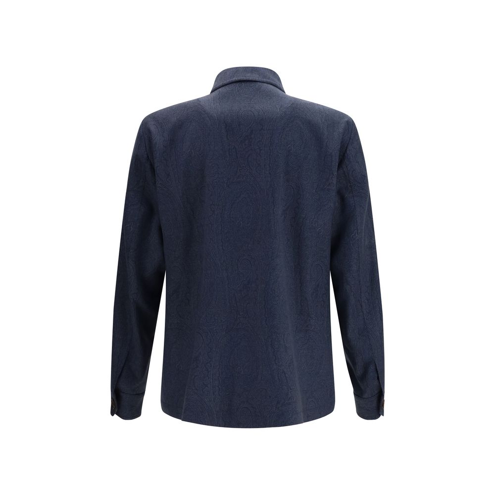 Etro Blue Wool Coat - Iconic Paisley Shacket for Men