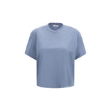 RIER Blue Cotton V-Neck T-Shirt for Women