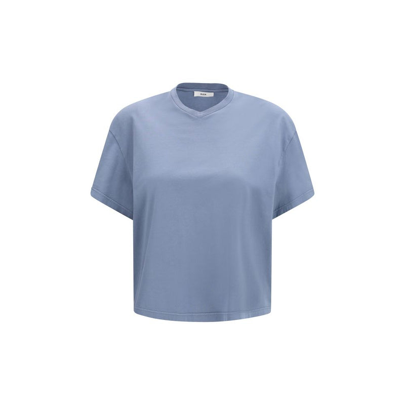 RIER Blue Cotton V-Neck T-Shirt for Women - Comfortable & Stylish