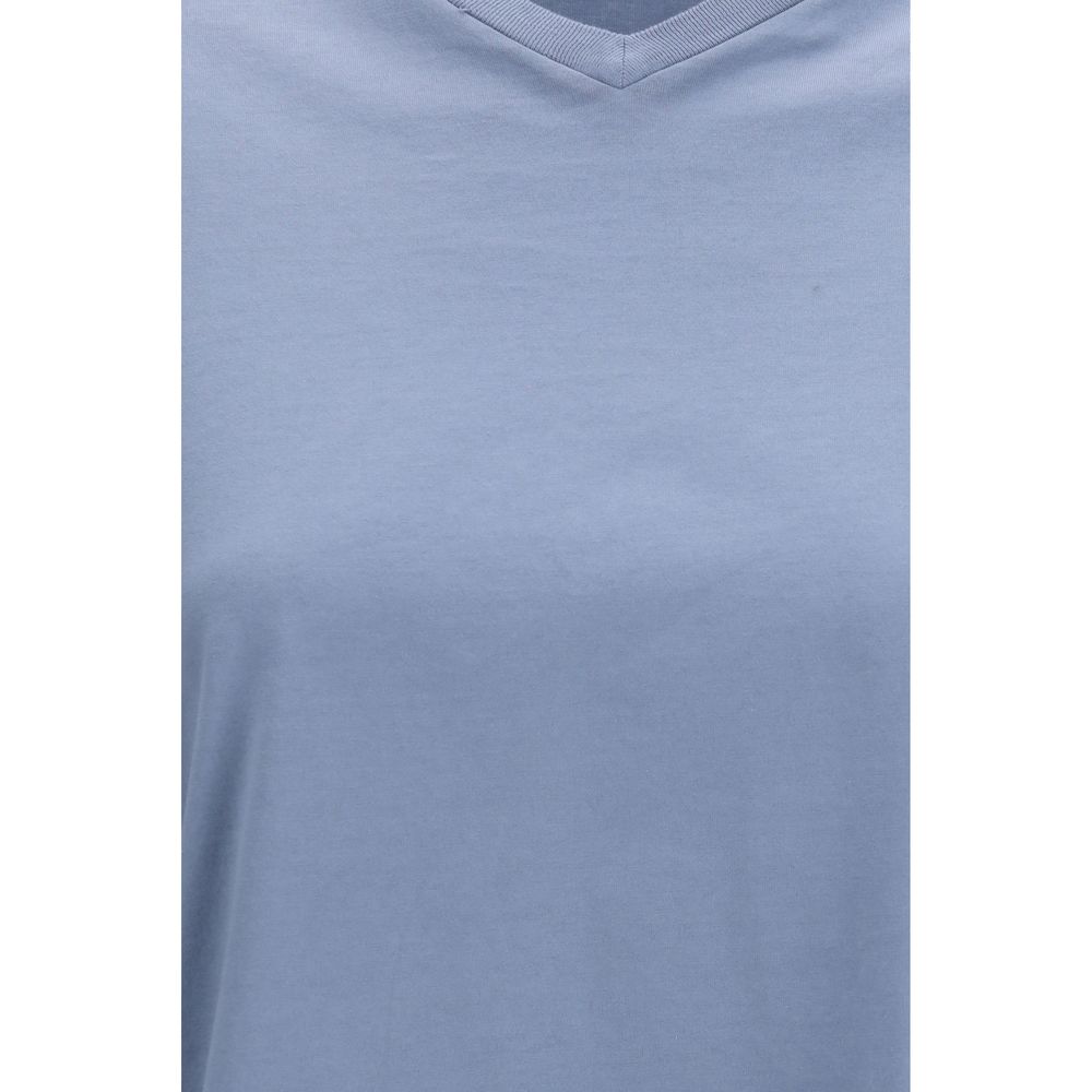 RIER Blue Cotton V-Neck T-Shirt for Women