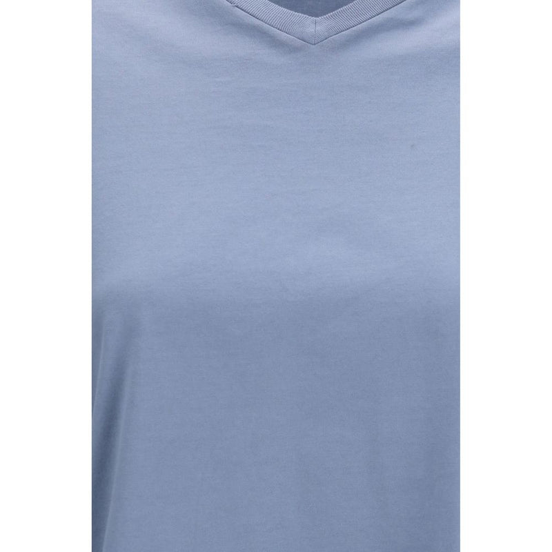 RIER Blue Cotton V-Neck T-Shirt for Women - Comfortable & Stylish