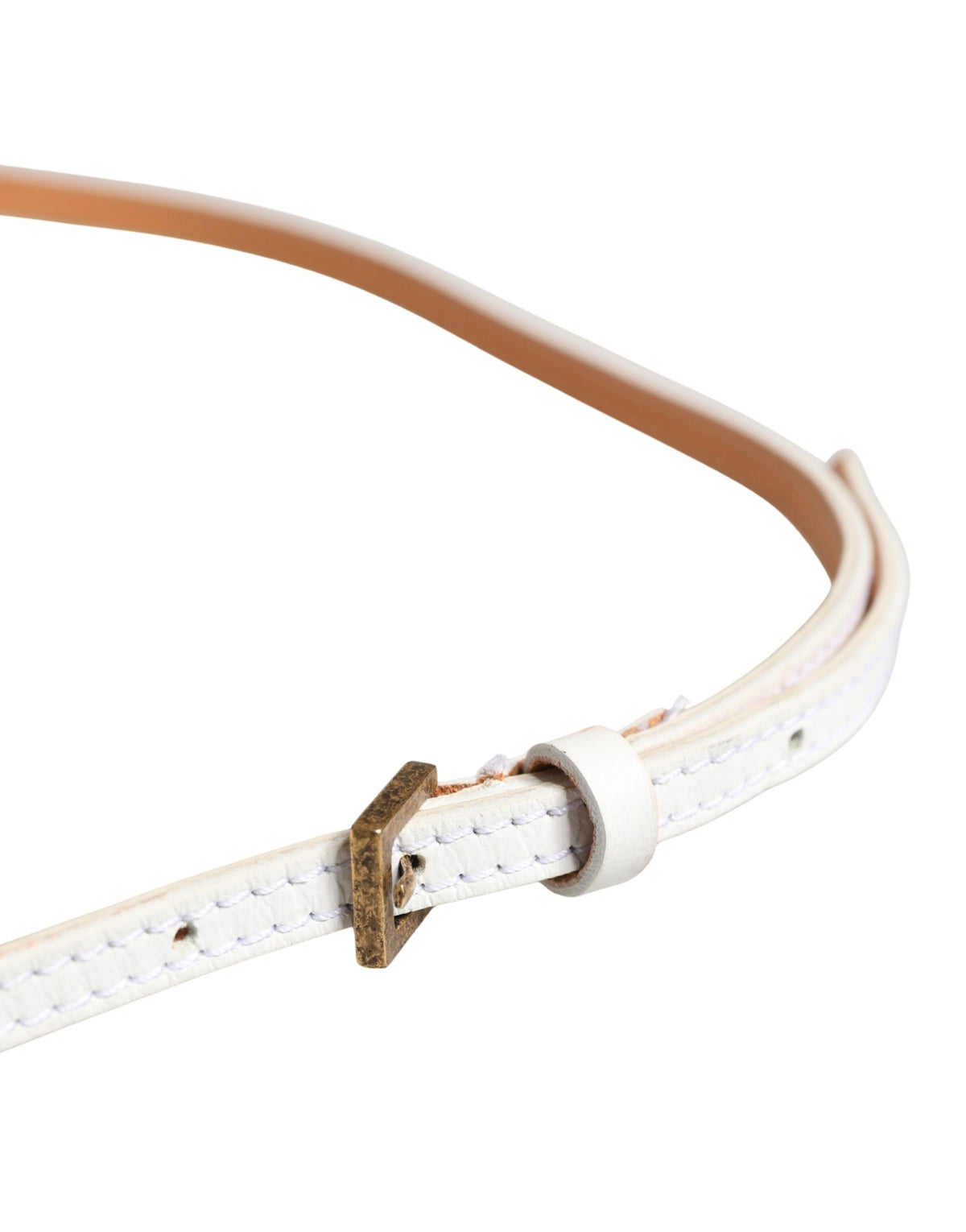 Ermanno Scervino White Leather Skinny Belt with Gold Metal Buckle
