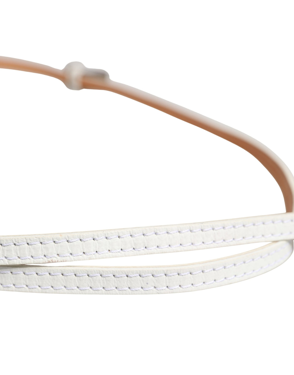 Ermanno Scervino White Leather Skinny Belt with Gold Metal Buckle