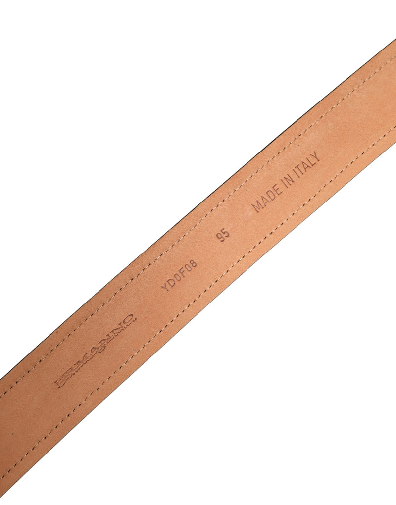 Ermanno Scervino Black Leather Cotton Logo Metal Buckle Belt