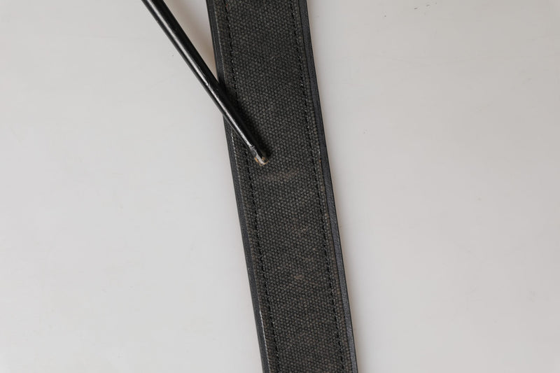 Ermanno Scervino Black Leather Cotton Logo Metal Buckle Belt