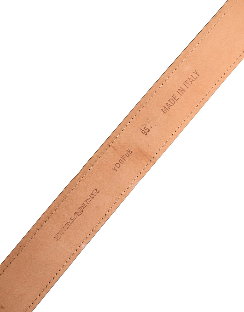 Ermanno Scervino Black Wool Cotton Logo Metal Buckle Belt