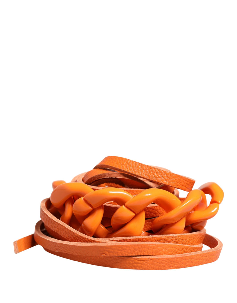Ceinture en Cuir Orange Scervino Street avec Boucle Métallique