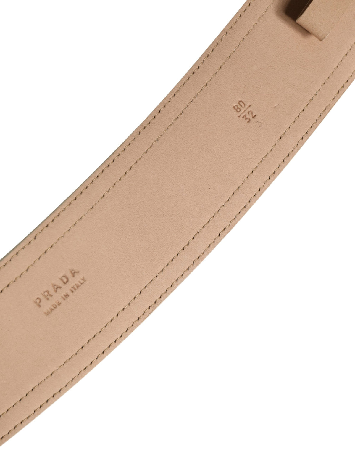 Prada Beige Leather Logo Wide Waist Belt with Square Buckle