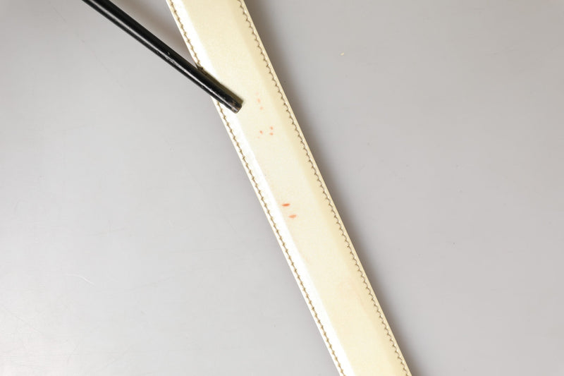 Prada Beige Leather Logo Waist Belt with Gold Metal Buckle
