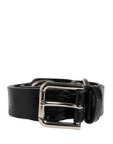 Dolce & Gabbana Black Exotic Leather Belt with Silver Metal Buckle