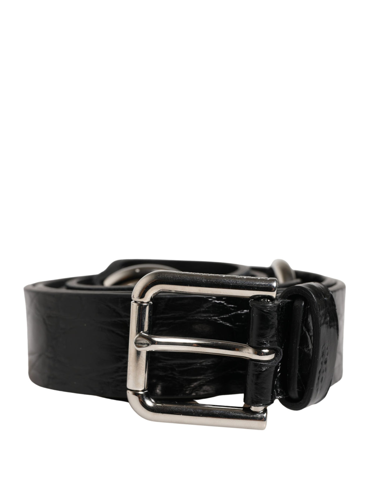 Dolce & Gabbana Black Exotic Leather Belt with Silver Metal Buckle
