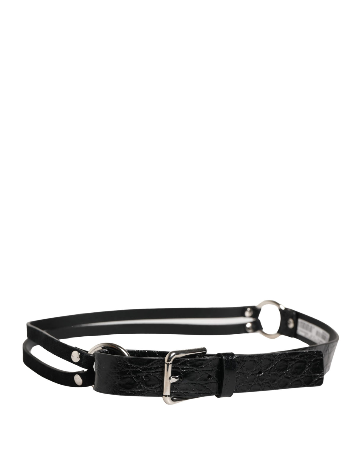 Dolce & Gabbana Black Exotic Leather Belt with Silver Metal Buckle