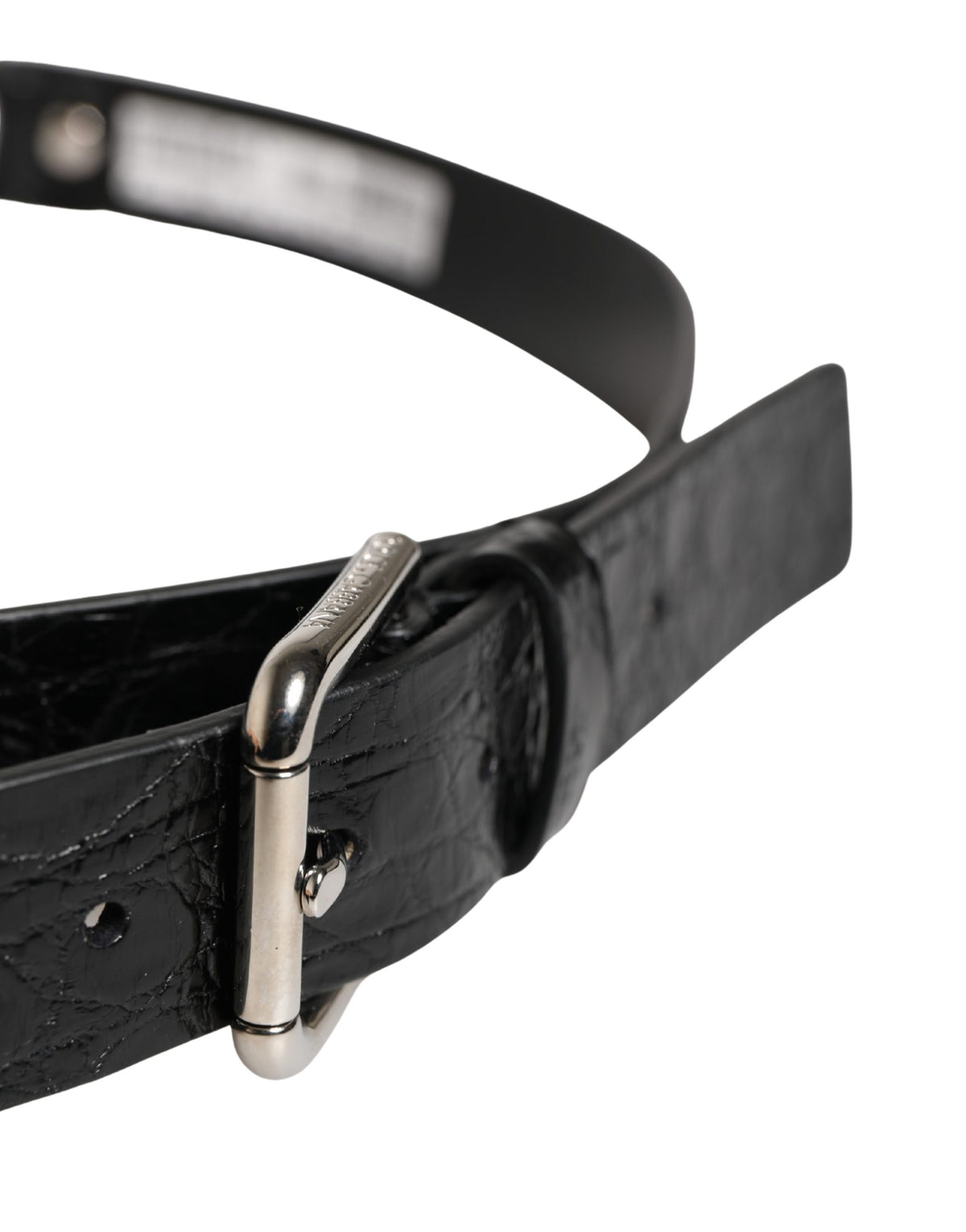 Dolce & Gabbana Black Exotic Leather Belt with Silver Metal Buckle
