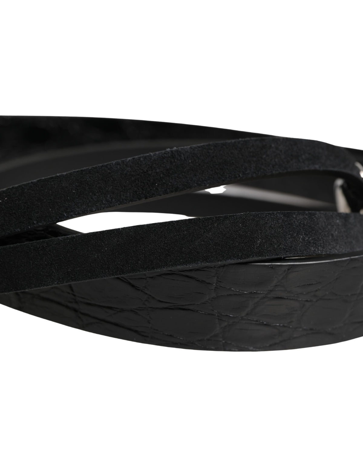 Dolce & Gabbana Black Exotic Leather Belt with Silver Metal Buckle