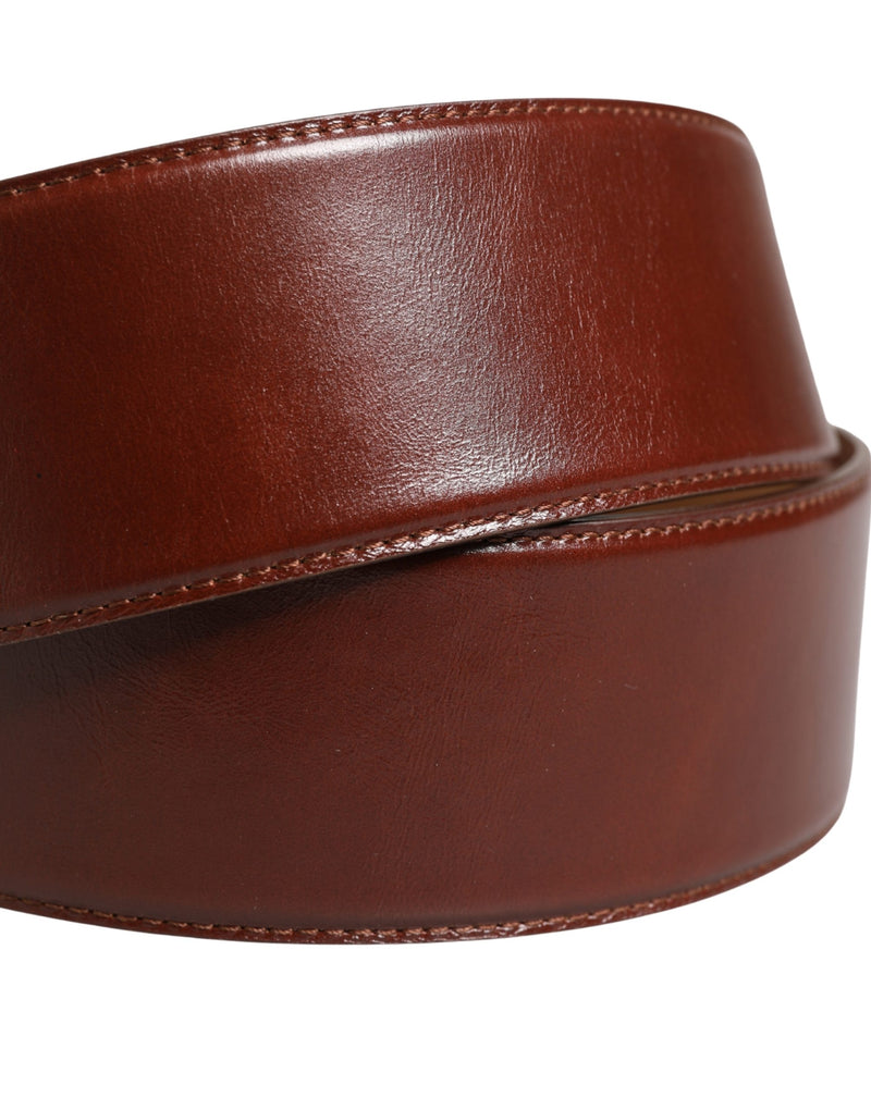 Dolce & Gabbana Ceinture en Cuir Brun avec Boucle en Métal Doré