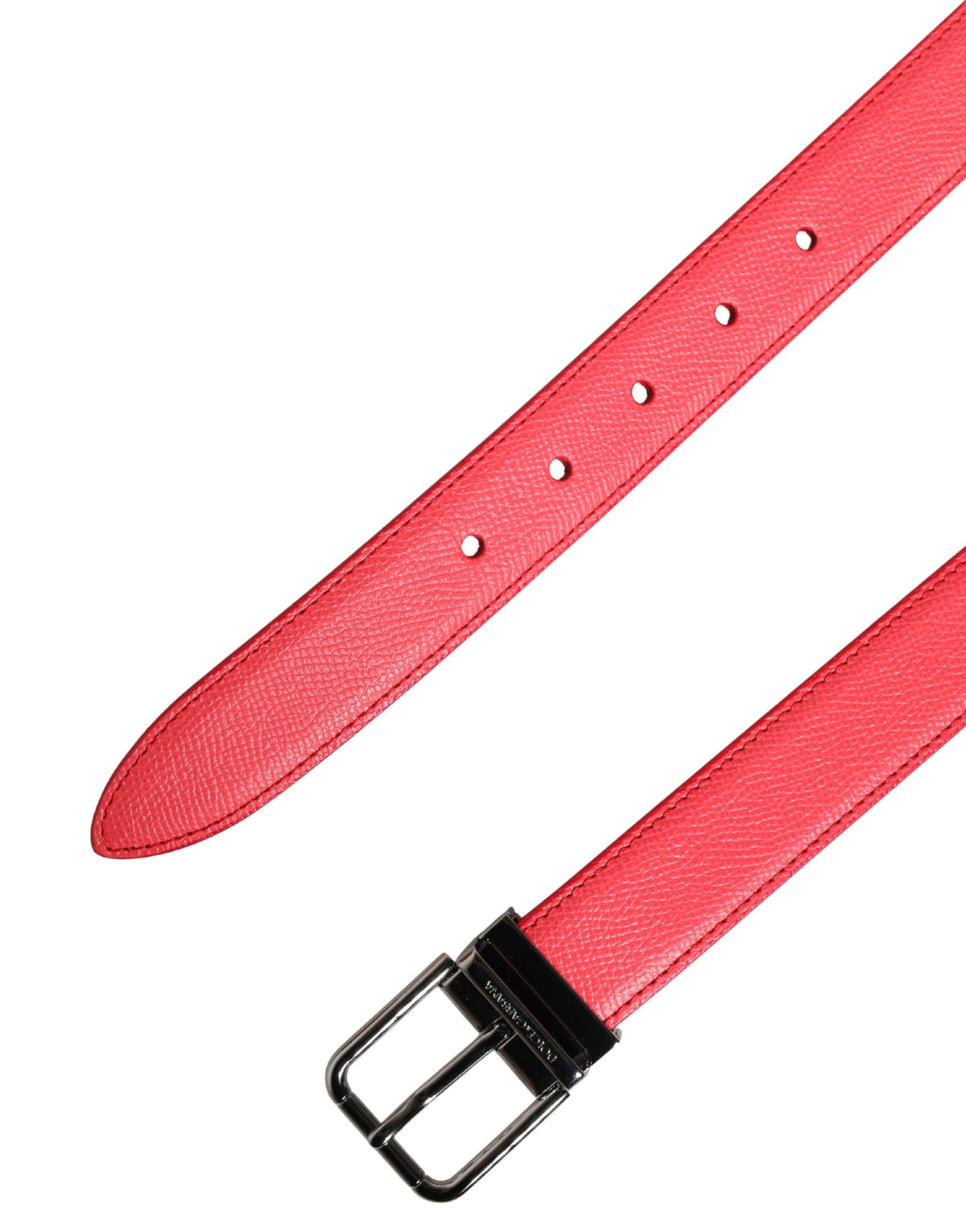 Dolce & Gabbana Pink Calf Leather Belt with Silver Metal Buckle