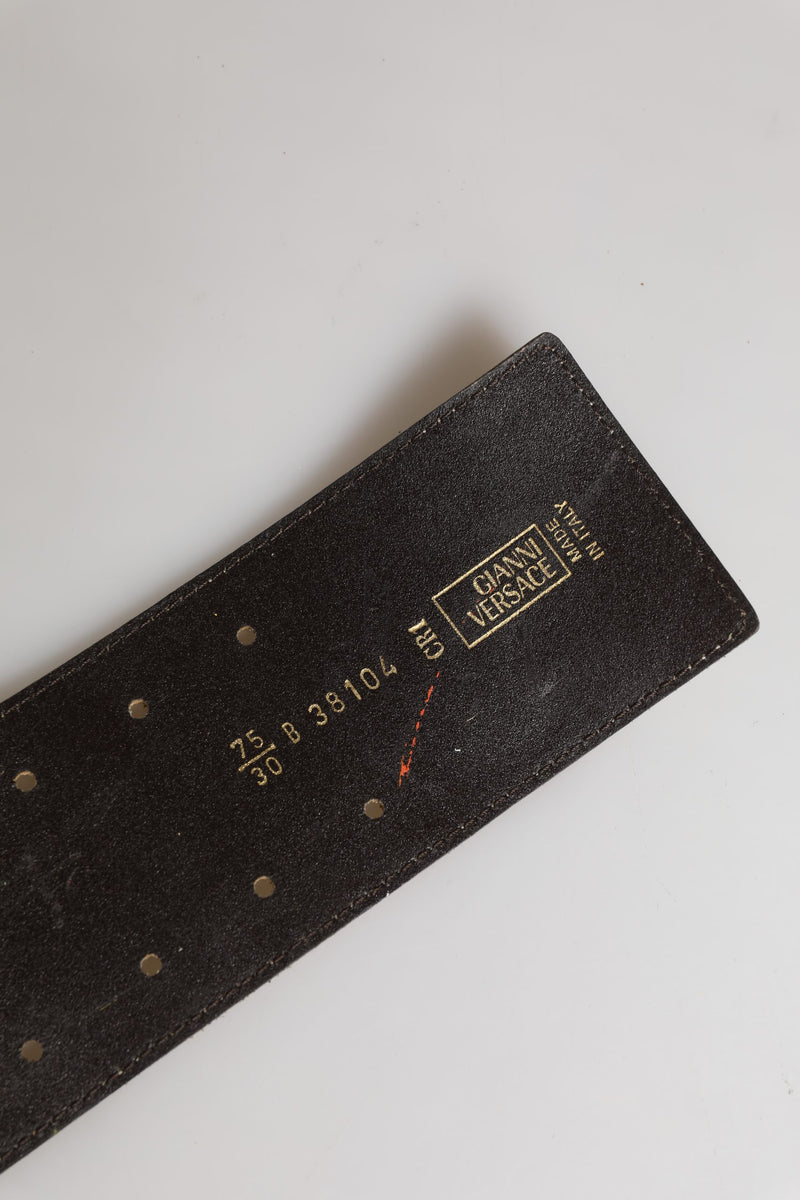 Versace Beige Suede Leather Belt with Silver Metal Buckle