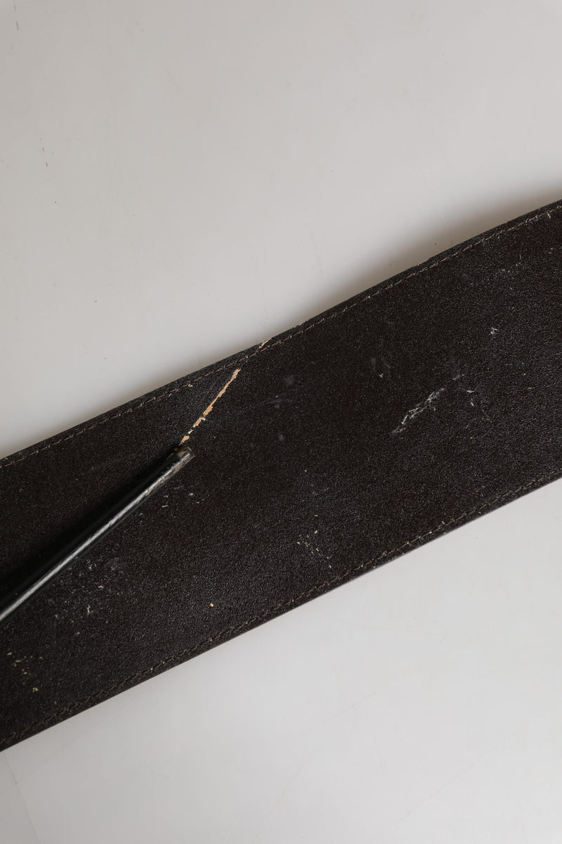 Versace Beige Suede Leather Belt with Silver Metal Buckle