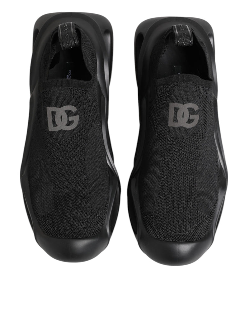 Dolce & Gabbana Black Slip On Wave Low Top Sneakers