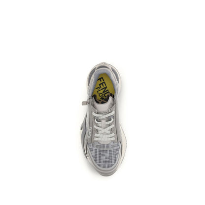 Fendi Gray Calf Leather Bos Taurus Athletic Sneakers