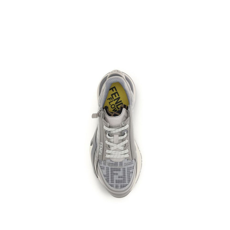 Fendi Gray Calf Leather Bos Taurus Athletic Sneakers