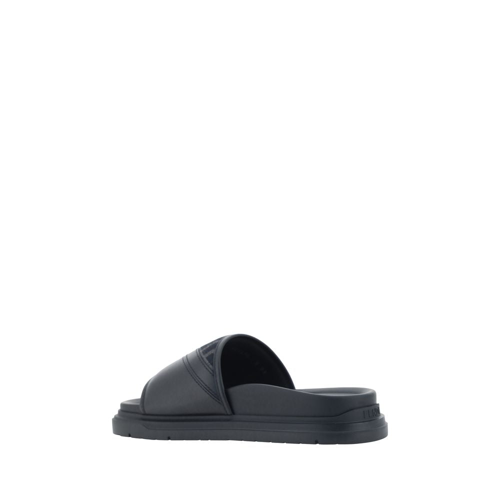 Fendi Gray Fabric Flat Sandals - Luxury Comfort for Men