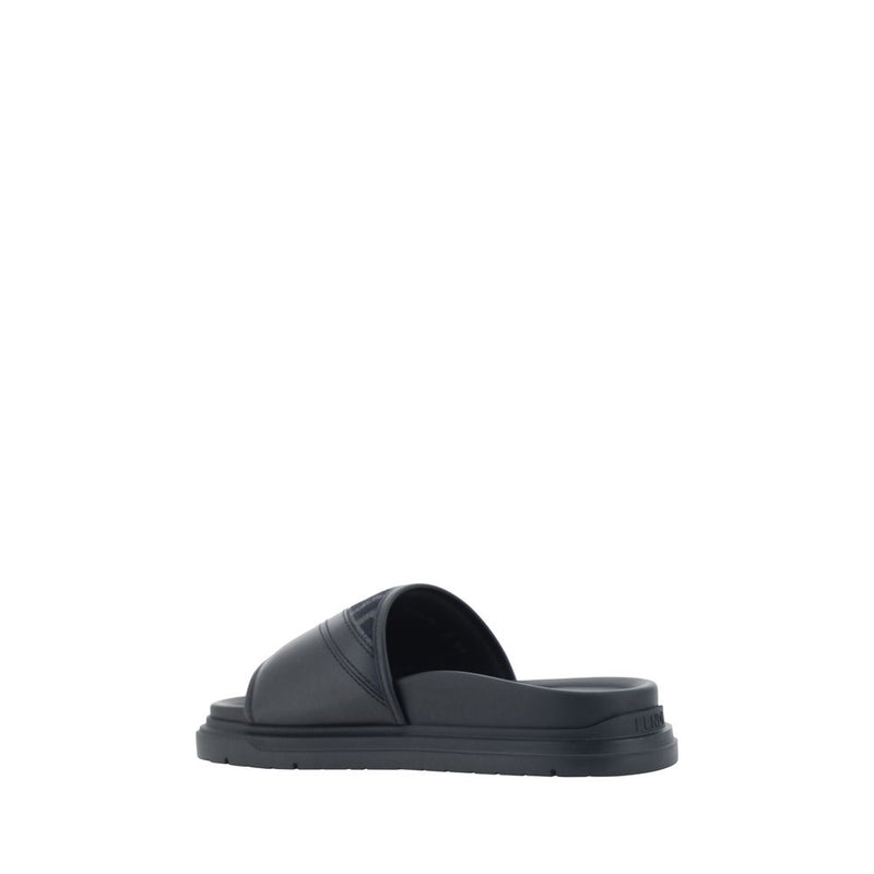 Fendi Gray Fabric Flat Sandals - Luxury Comfort for Men