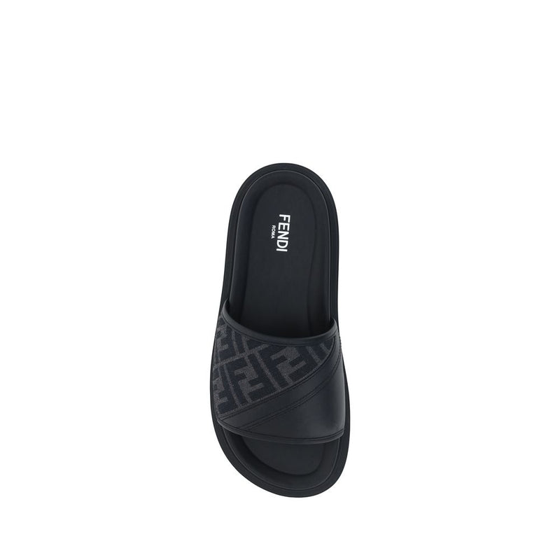 Fendi Gray Fabric Flat Sandals - Luxury Comfort for Men