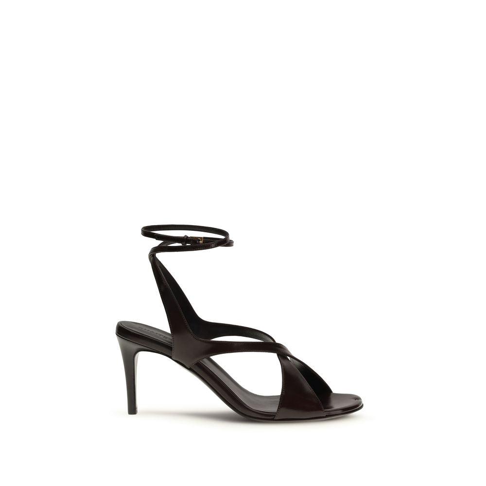 Khaite Brown Calf Leather Bos Taurus Stiletto Heel Sandals