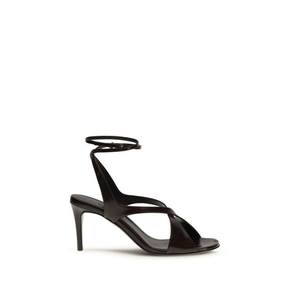 Khaite Brown Calf Leather Bos Taurus Stiletto Heel Sandals