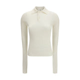RIER White Silk Polo Shirt - Sophisticated Long Sleeve Top