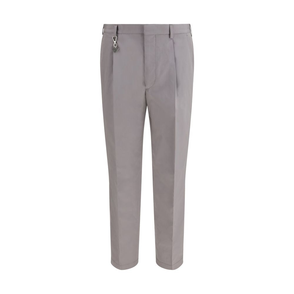 Pantalon habillé en coton gris Prada