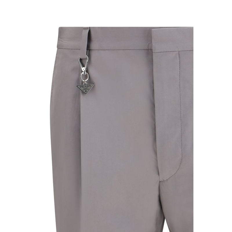 Pantalon habillé en coton gris Prada