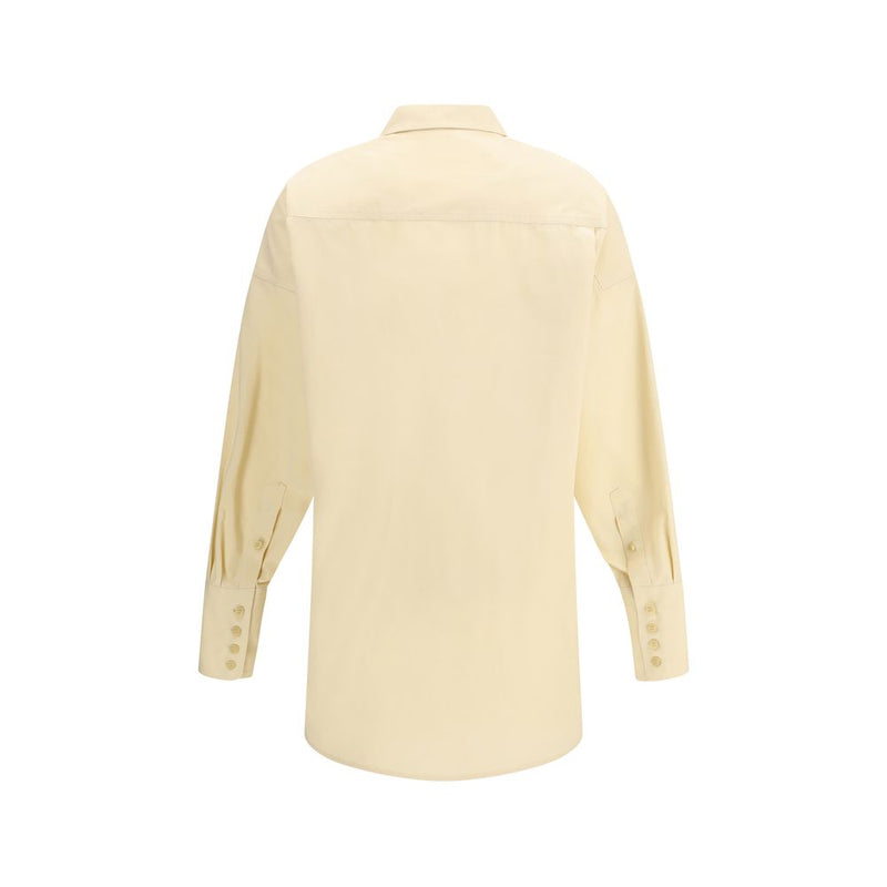 Darkpark Carla Beige Cotton Oversized Dress Shirt for Women