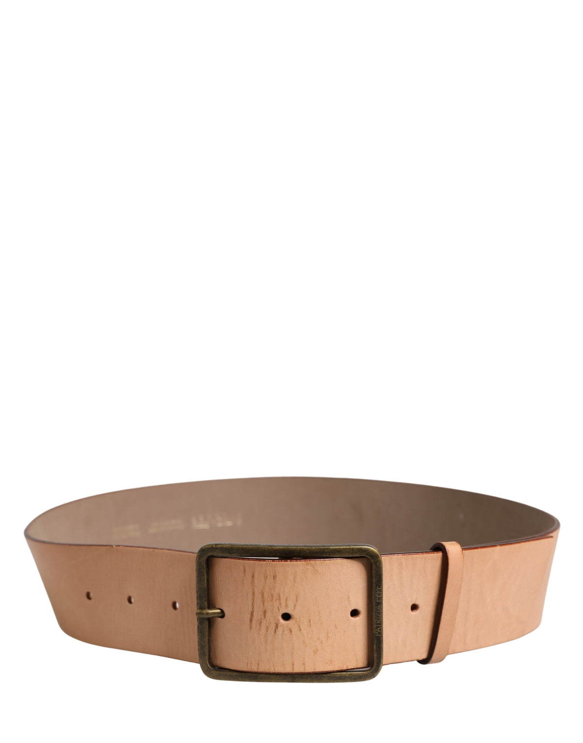Patrizia Pepe Beige Genuine Leather Wide Waist Belt with Metal Buckle