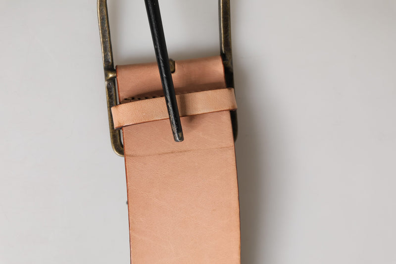 Patrizia Pepe Beige Genuine Leather Wide Waist Belt with Metal Buckle
