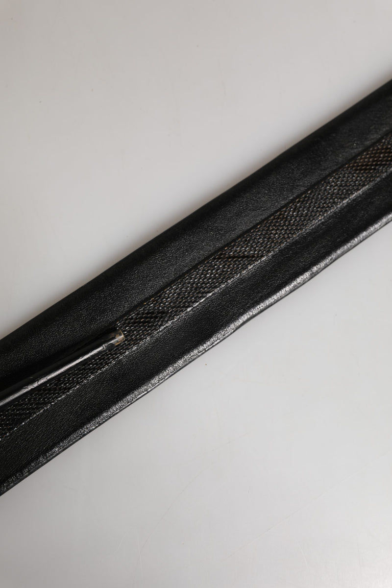 PLEIN SUD Black Leather Gold Metal Buckle Waist Belt for Women