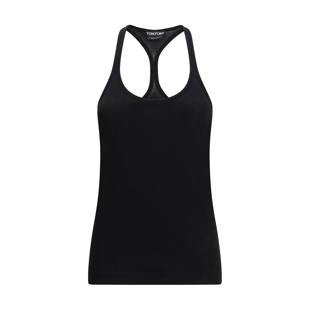 Tom Ford Black Silk Top - Élégant Débardeur en Jersey Côtelé