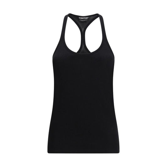 Tom Ford Black Silk Top - Élégant Débardeur en Jersey Côtelé
