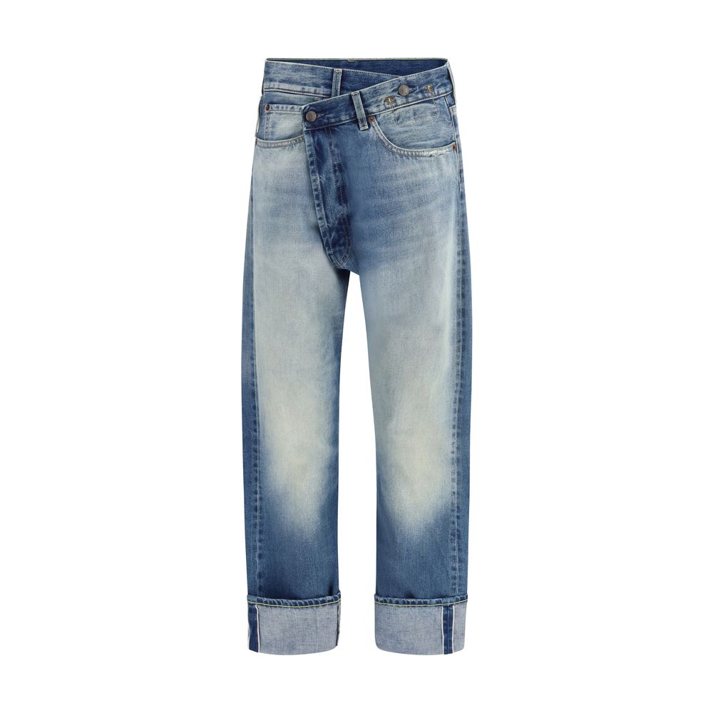 R13 Blue Cotton Straight-Leg Jeans for Women - Modern Style