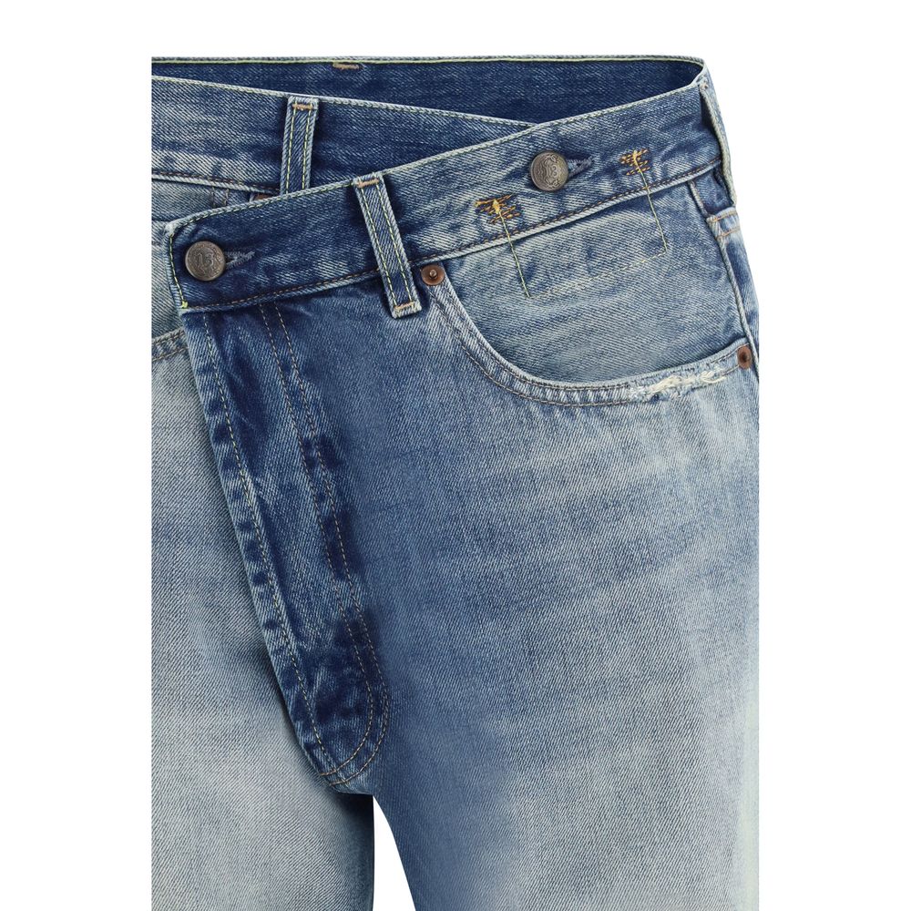 R13 Blue Cotton Straight-Leg Jeans for Women - Modern Style