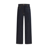 Thom Browne Blue Cotton Straight-Leg Jeans for Women