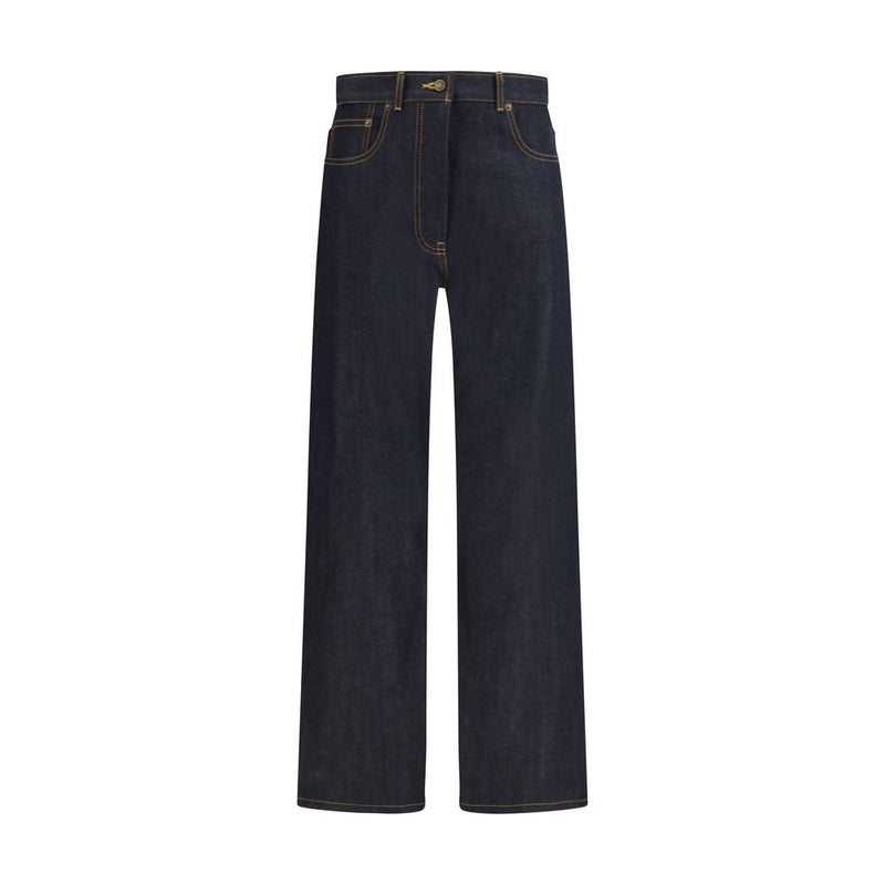 Thom Browne Blue Cotton Straight-Leg Jeans for Women