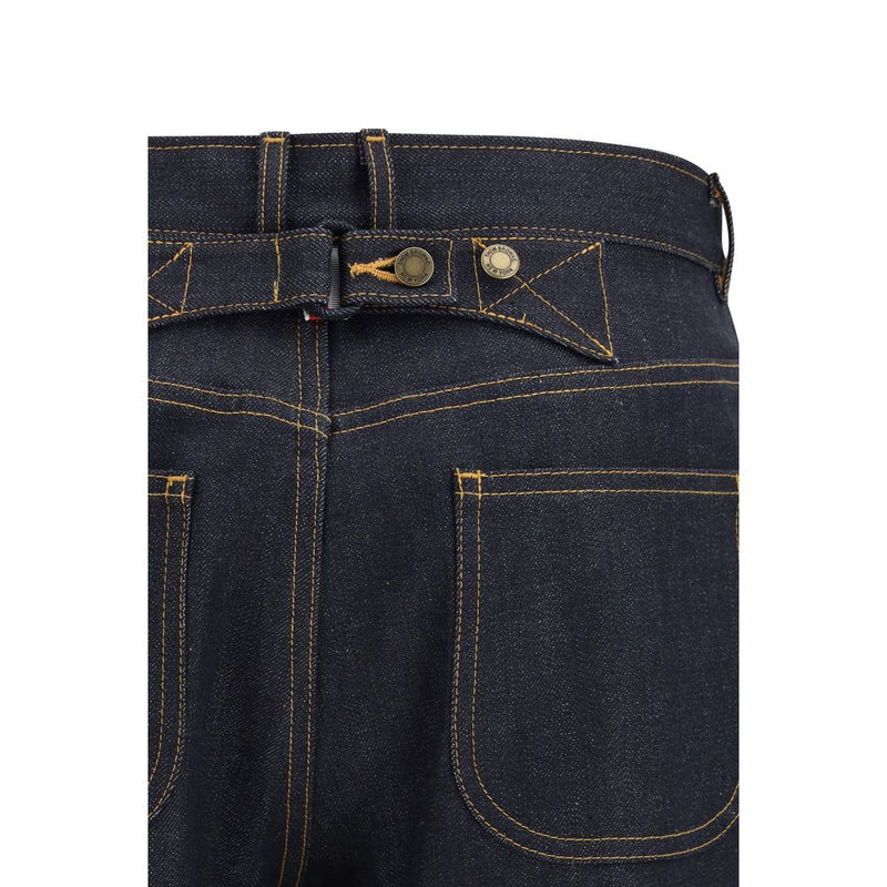 Thom Browne Blue Cotton Straight-Leg Jeans for Women